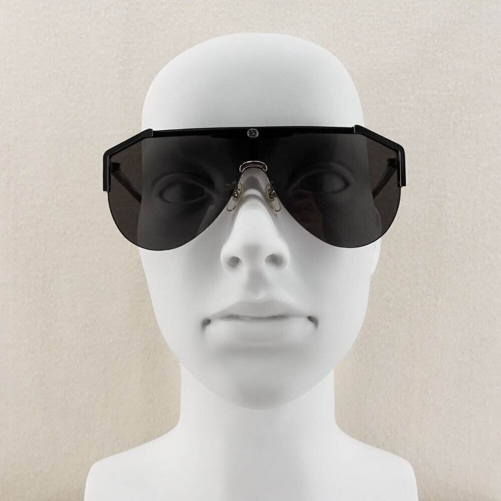 Gucci GG0584 Shield Sunglasses Silver Black OS - Picture 11 of 16